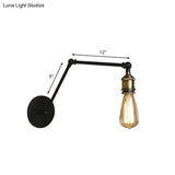 Swing Arm Industrial Sconce Lighting - 1 Light Metallic Wall Lamp In Brass/Black For Living Room