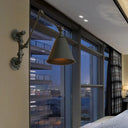 Swing Arm Wall Sconce Light - Industrial Metal Lamp With Conical Shade In Black For Study Room
