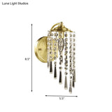 Swirled Crystal Chain Wall Sconce - Brass Countryside Light Fixture