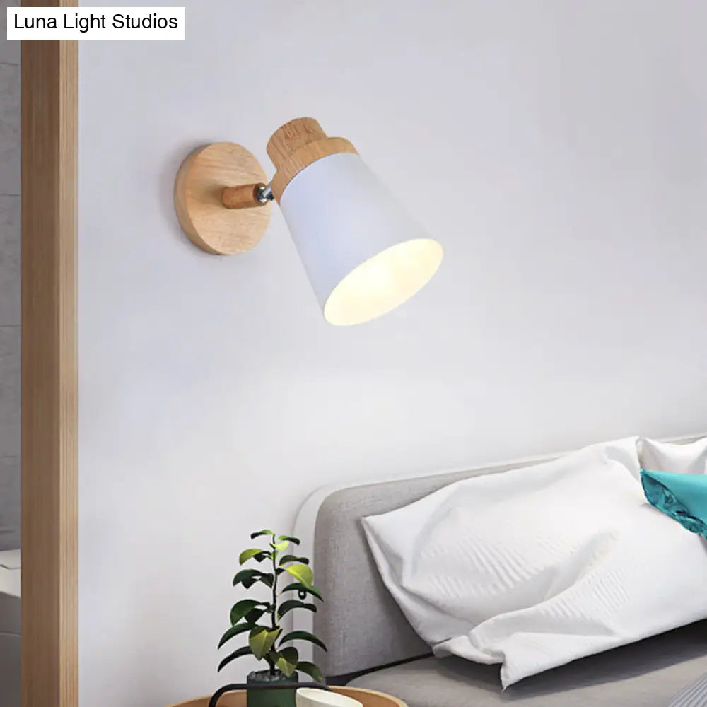 Swivel Macaron Bedside Wall Light Fixture With Metal Shade 1-Bulb Reading