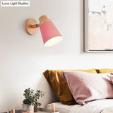 Swivel Macaron Bedside Wall Light Fixture With Metal Shade 1-Bulb Reading