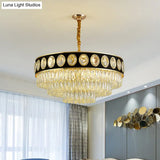 Taper Hanging Light Kit With Modern Black Finish Clear Crystal Drops Chandelier – 9/11 Heads