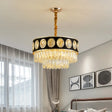 Taper Hanging Light Kit With Modern Black Finish Clear Crystal Drops Chandelier – 9/11 Heads