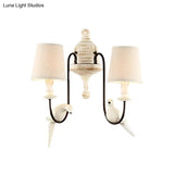 Tapered Country Metal Wall Lamp With Bird Accents - Bedroom Sconce Light Fixture