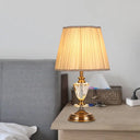 Tapered Countryside Crystal Table Lamp With Single Bulb In Beige - Elegant Night Light For Living