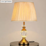 Tapered Drum Nightstand Lamp - Modernist Fabric 1-Head Reading Book Light In Beige