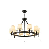 Tapered Fabric Chandelier Ceiling Lamp For Living Room 10 / Black