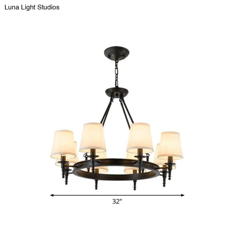 Tapered Fabric Chandelier Ceiling Lamp For Living Room