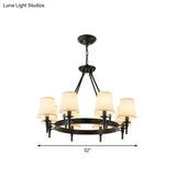 Tapered Fabric Chandelier Ceiling Lamp For Living Room