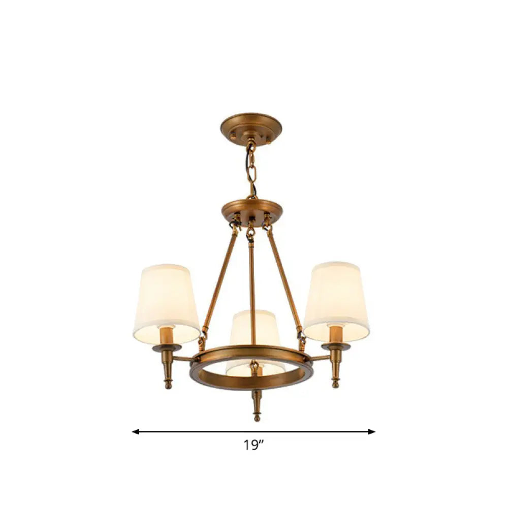 Tapered Fabric Chandelier Ceiling Lamp For Living Room 3 / Bronze