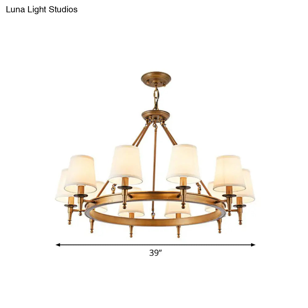 Tapered Fabric Chandelier Ceiling Lamp For Living Room