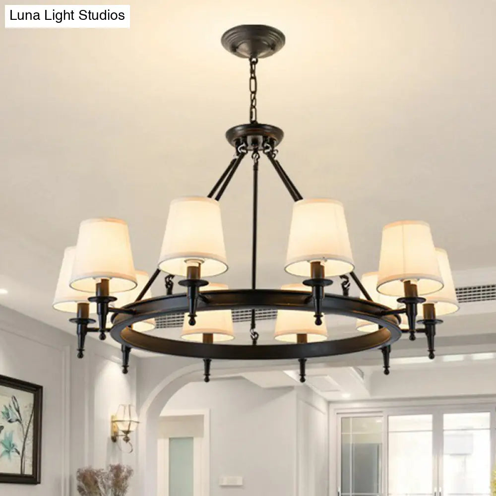 Tapered Fabric Chandelier Ceiling Lamp For Living Room