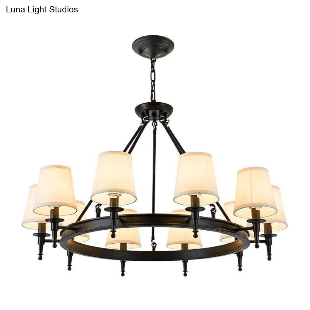 Tapered Fabric Chandelier Ceiling Lamp For Living Room