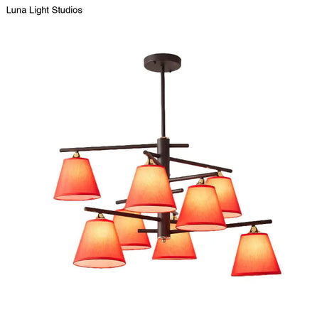 Tapered Hanging Chandelier - Traditional Pendant Light For Living Room With Fabric Shades Available