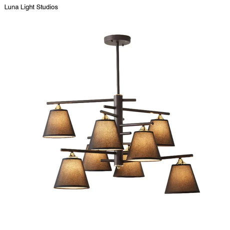 Tapered Hanging Chandelier - Traditional Pendant Light For Living Room With Fabric Shades Available