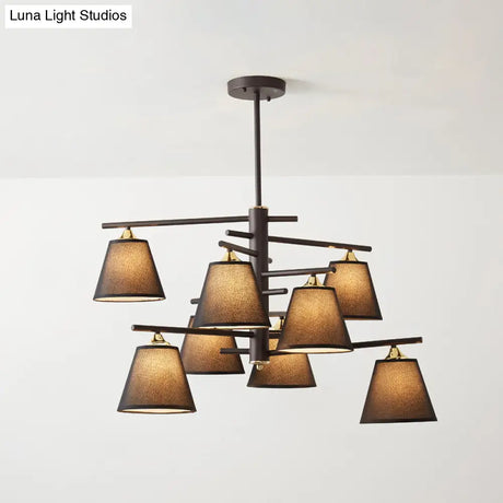Tapered Hanging Chandelier - Traditional Pendant Light For Living Room With Fabric Shades Available