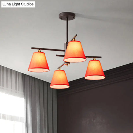 Tapered Hanging Chandelier - Traditional Pendant Light For Living Room With Fabric Shades Available
