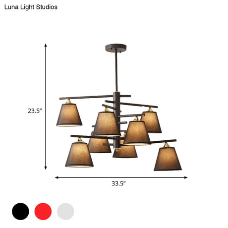 Tapered Hanging Chandelier - Traditional Pendant Light For Living Room With Fabric Shades Available