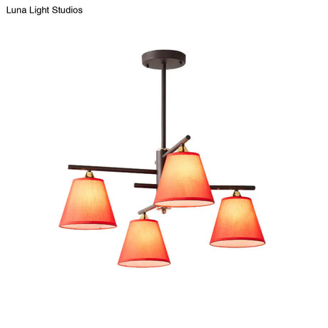 Tapered Hanging Chandelier - Traditional Pendant Light For Living Room With Fabric Shades Available