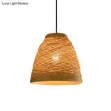 Tapered Pendant Lamp: Lodge Style 1-Light Fixture In Orange/Brown
