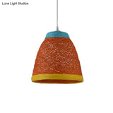 Tapered Pendant Lamp: Lodge Style 1-Light Fixture In Orange/Brown