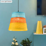 Tapered Pendant Lamp: Lodge Style 1-Light Fixture In Orange/Brown