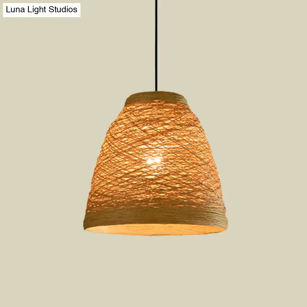 Tapered Pendant Lamp: Lodge Style 1-Light Fixture In Orange/Brown