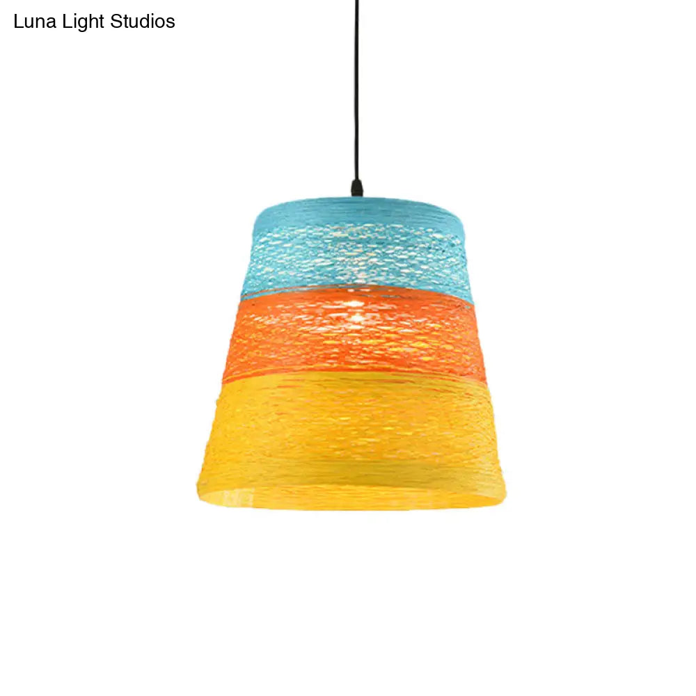 Tapered Pendant Lamp: Lodge Style 1-Light Fixture In Orange/Brown