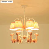 Tapered Shade Giraffe Metal Chandelier: Hanging Lamp With 6 Bulbs For Nursing Room