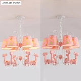 Tapered Shade Giraffe Metal Chandelier: Hanging Lamp With 6 Bulbs For Nursing Room