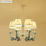 Tapered Shade Giraffe Metal Chandelier: Hanging Lamp With 6 Bulbs For Nursing Room