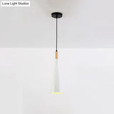 Tapered Shade Pendant Nordic Iron Led Ceiling Hang Light With Wood Décor - Grey/White/Black