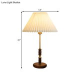 Tapered Table Light: Countryside Dark Wood Fabric Night Lighting For Bedside