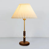 Tapered Table Light: Countryside Dark Wood Fabric Night Lighting For Bedside
