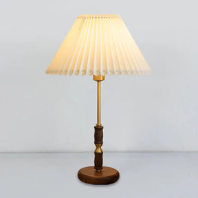 Tapered Table Light: Countryside Dark Wood Fabric Night Lighting For Bedside