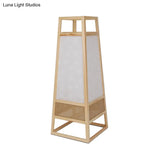 Tapered Wood Desk Lamp - Chinese Style Beige Task Lighting For Living Room
