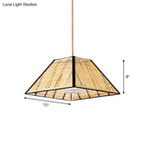 Tea House Pendulum Light: Asian Beige Suspended Pendant Lamp With Rattan Shade