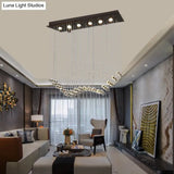 Teardrop Crystal Flush Mount Ceiling Fixture With 6 Bulbs - Modern Nickel Design