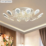Teardrop Flushmount Bevel Cut Glass Ceiling Fixture - Modern Style Black/White 10/12 Bulbs