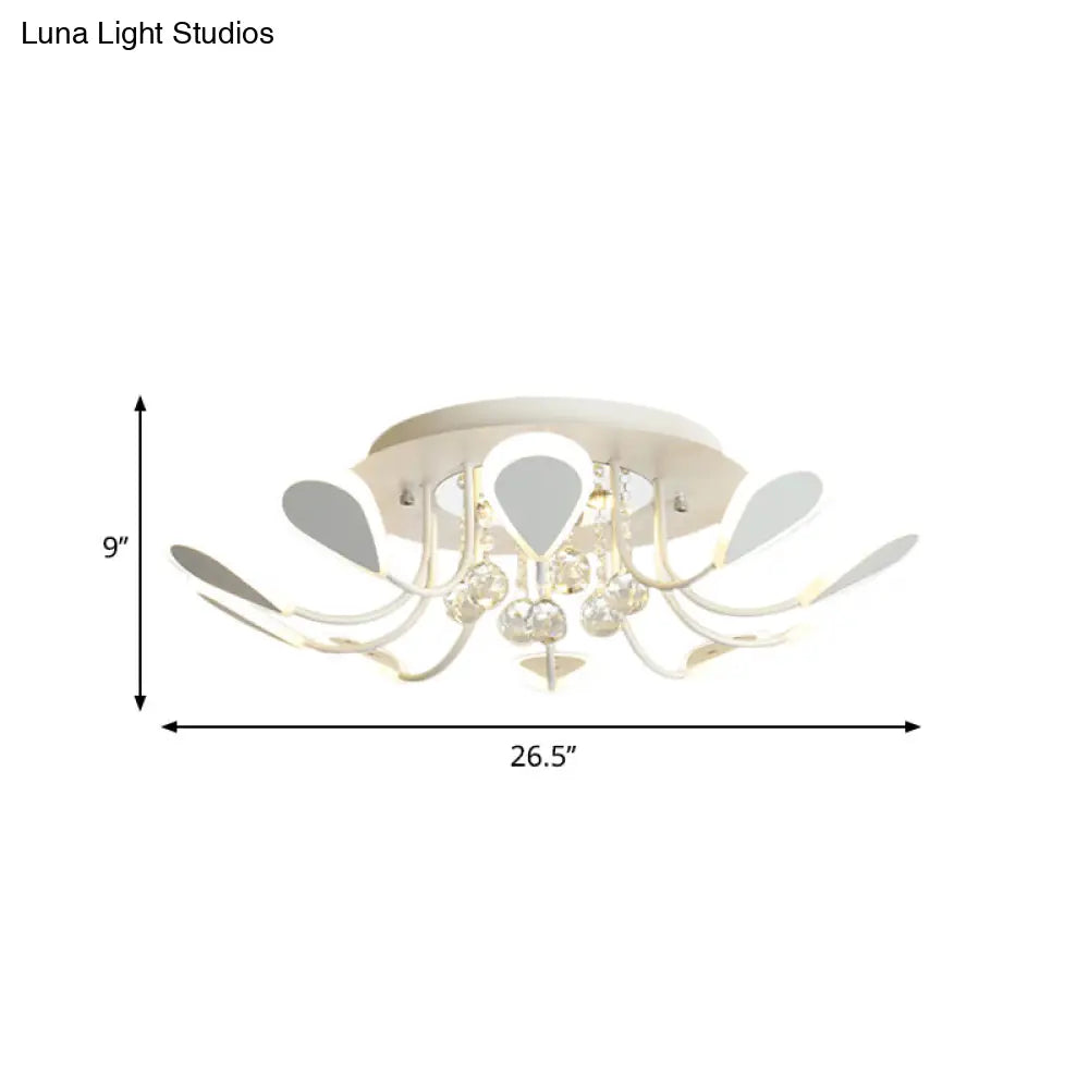 Teardrop Flushmount Bevel Cut Glass Ceiling Fixture - Modern Style Black/White 10/12 Bulbs