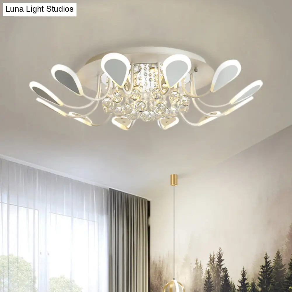 Teardrop Flushmount Bevel Cut Glass Ceiling Fixture - Modern Style Black/White 10/12 Bulbs