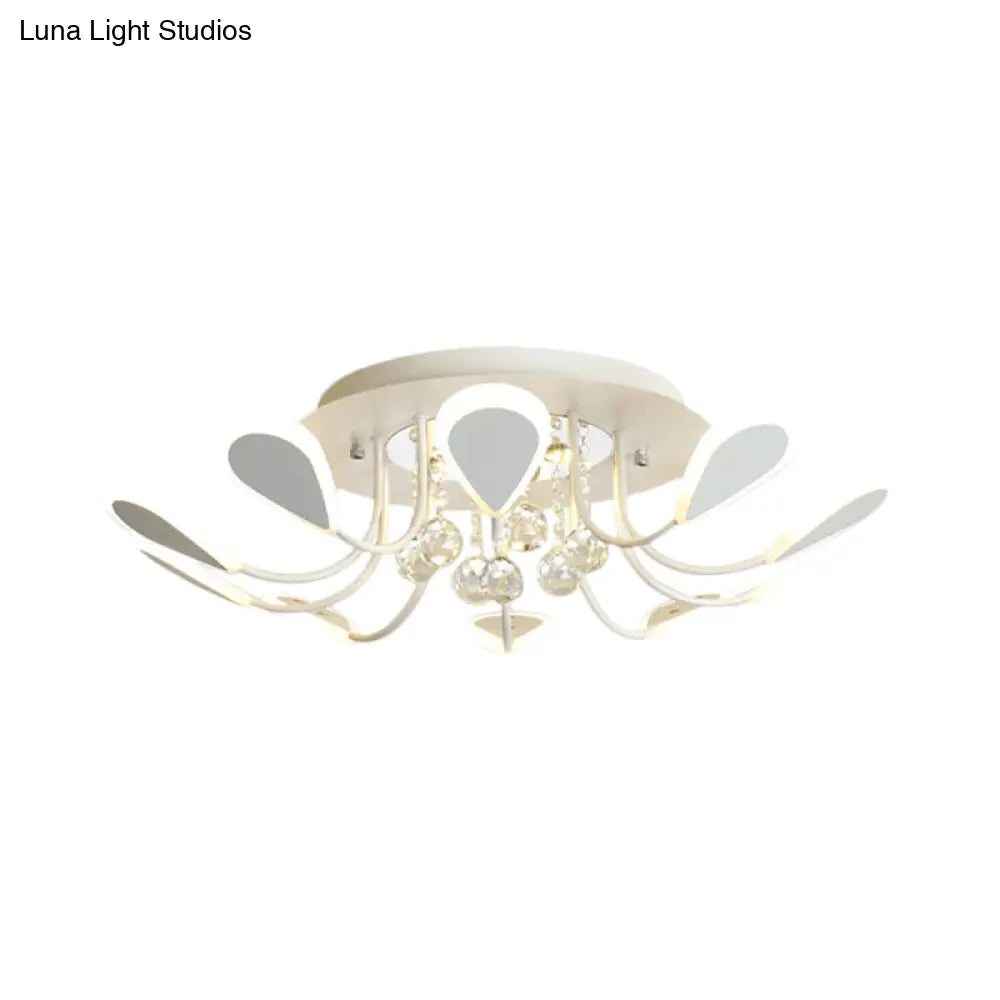 Teardrop Flushmount Bevel Cut Glass Ceiling Fixture - Modern Style Black/White 10/12 Bulbs