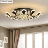 Teardrop Flushmount Bevel Cut Glass Ceiling Fixture - Modern Style Black/White 10/12 Bulbs