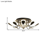 Teardrop Flushmount Bevel Cut Glass Ceiling Fixture - Modern Style Black/White 10/12 Bulbs