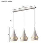 Teardrop Iron Cluster Pendant Lamp - Simple 3 Head White Ceiling Light With Crystal Decor