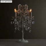 Teardrop Table Lamp - Retro Style White Finish With Clear Crystal 4 Bulbs Ideal Night Light For