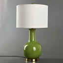 Tejat Posterior - Modern Fabric Drum Night Stand Light With Vase Ceramic Base Green