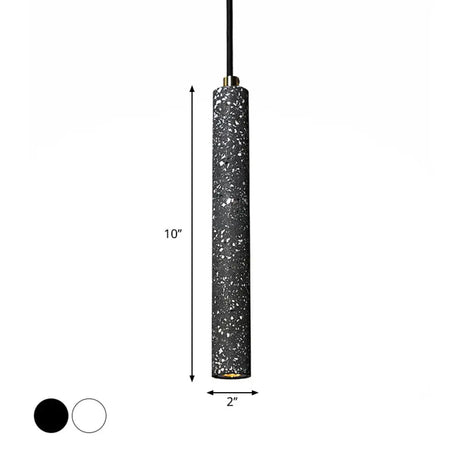 Terrazzo Flute Pendulum Light - Nordic Led Bistro Pendant (10/19.5 Tall) White/Black