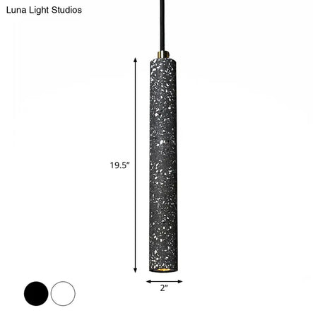 Terrazzo Flute Pendulum Light - Nordic Led Bistro Pendant (10/19.5 Tall) White/Black