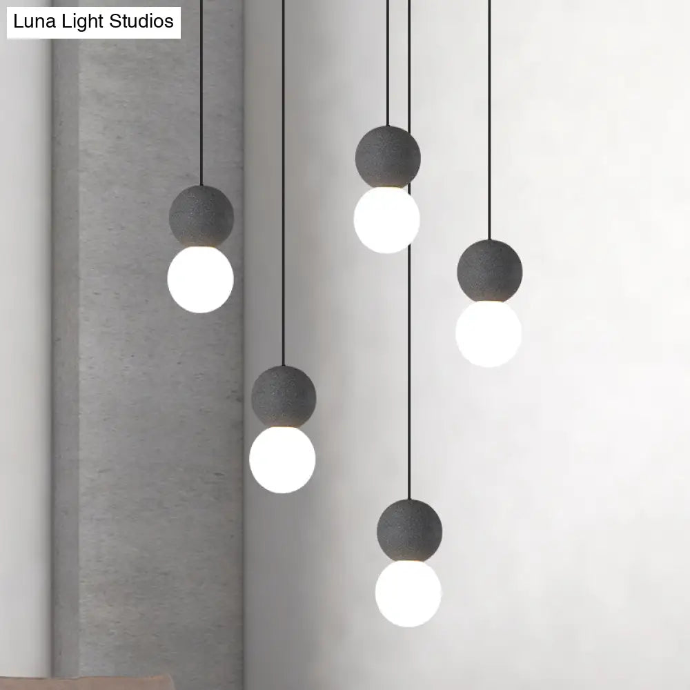 Terrazzo Gourd Hanging Lamp - Opal Glass Shade 1-Light Bar Pendant Lighting